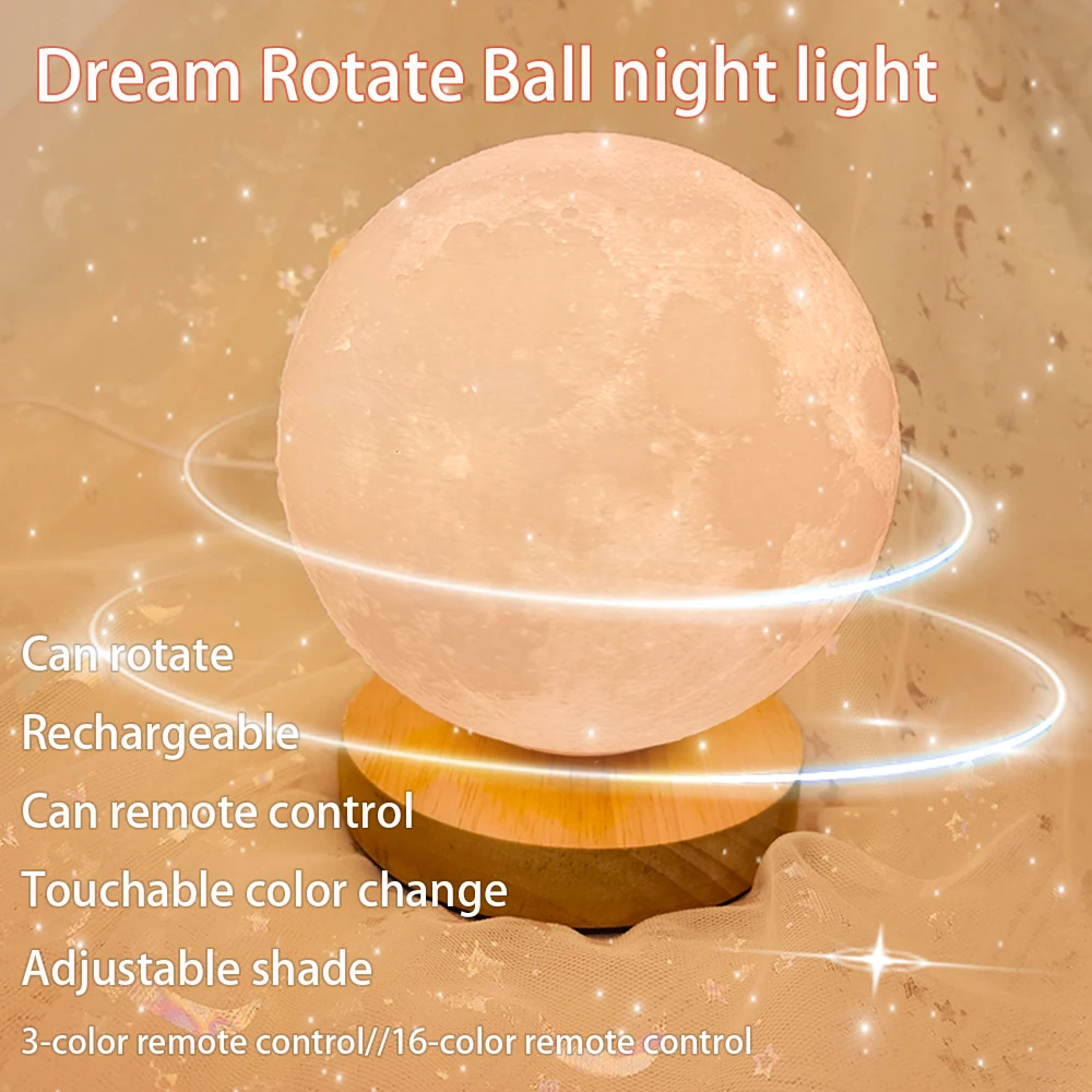 Moon Table Lamp 360 Degree Automatic Rotation Led Magnetic Levitation 18CM Bedroom Decoration USB Charge Modern 80 Rechargeable