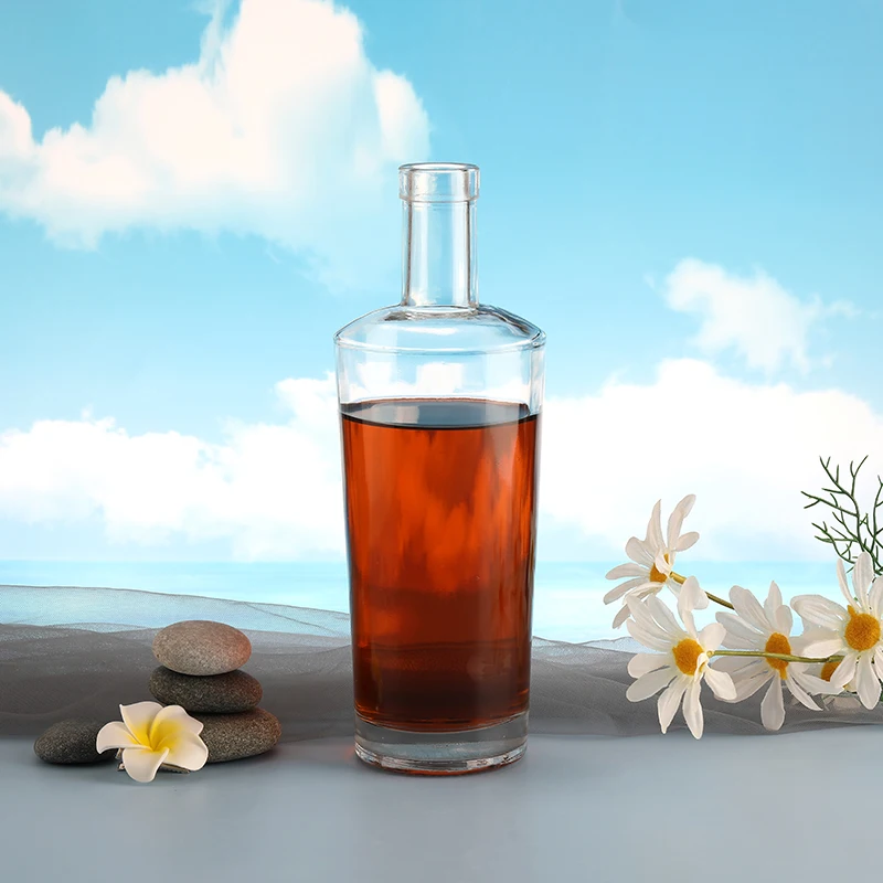 Different Types whiskey Vodka bottle  500ml 750ml  1L glass bottle with Wood Pellets Cork for spirits liquor wine glass bottle