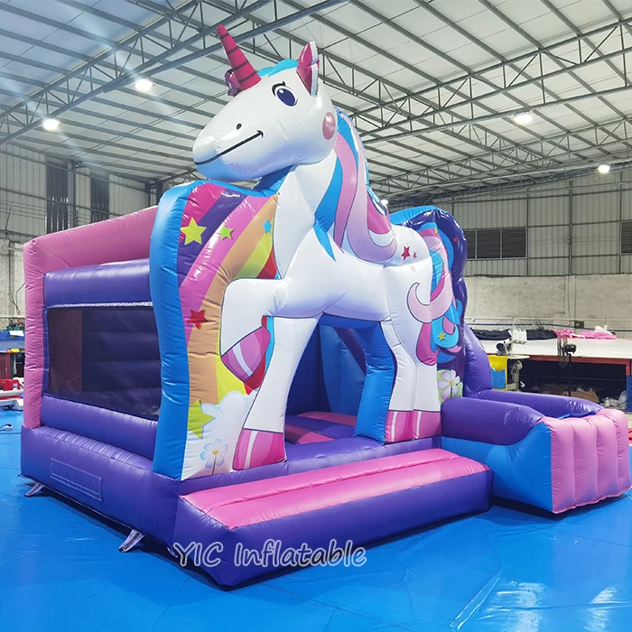 Commercial Unicorn Inflatable Bouncy Castle with Slide Kids Jumping House Inflatable Jumper for Fun and Play