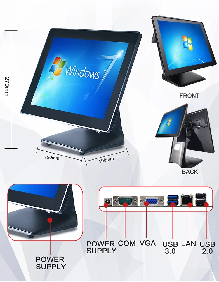 Windows 10 Pos System Cashier Computer Retail Cash Register For Restaurant Supermarket