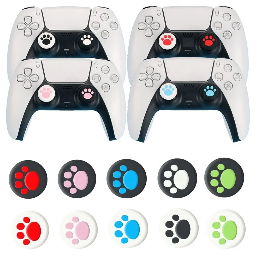 Cat Paw Thumb Stick Grip Controller Rubber Silicone Joystick Cover Case For Sony Ps5 Ps4 Ps3 Slim Xbox 360 One Switch Pro