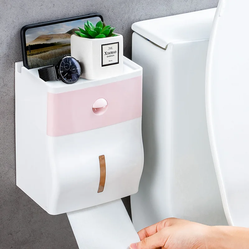 D882 Multi-function Bathroom Restroom Toilet Wall Mounted Tissue Storage Paper Holder Box