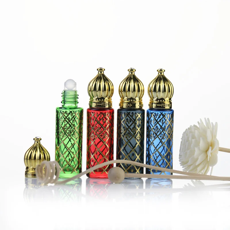 6ml 8ml Luxury Dubai Arabic Middle East Essential Oil Perfume glass roller bottle with gold lid