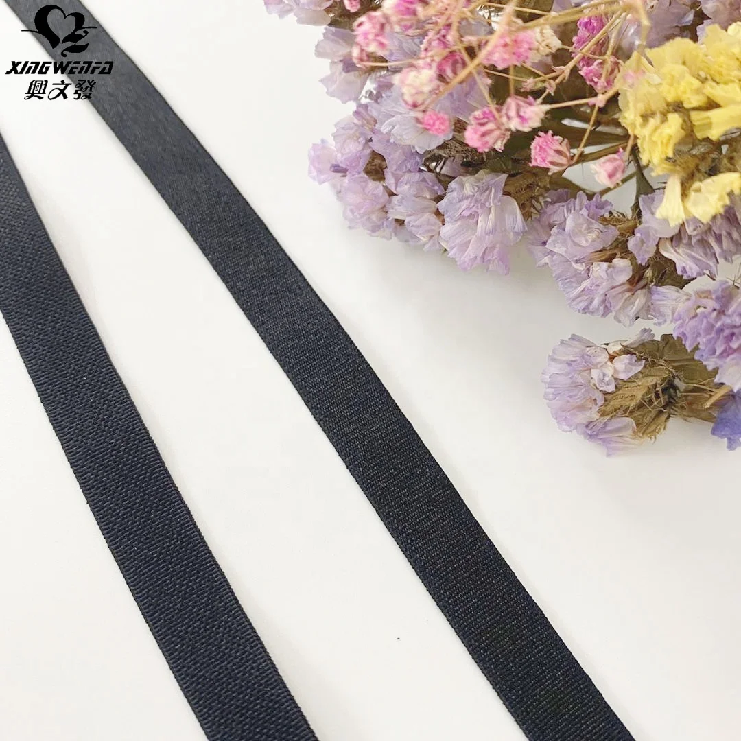 Underwear accessories 10mm non velvet back soft nylon bra flat strap black high quality nylon elastic bra strap