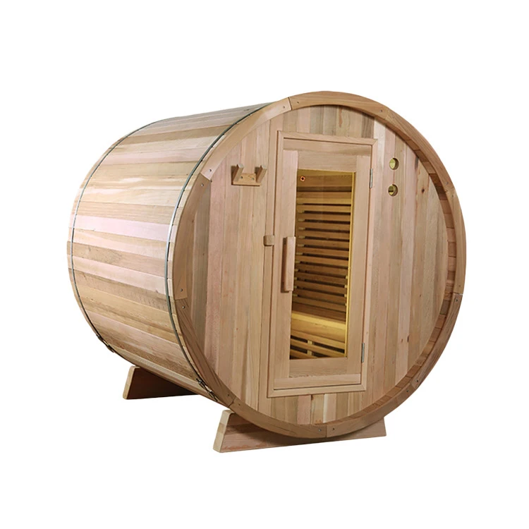 Outdoor Barrel Sauna Room Hemlock/White pine/Red crdar Traditional Harvia Heater Sauna Spa Room Sauna Capsule for 4-6 Person