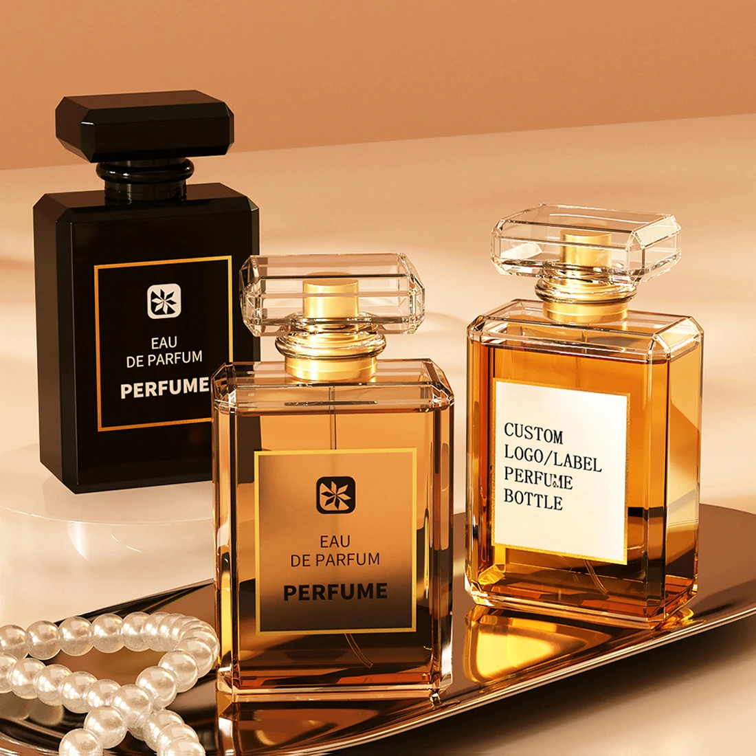 Wholesale Custom 50ml 100ml Plastic Aluminium Glass Spray Black Empty Perfume Bottle