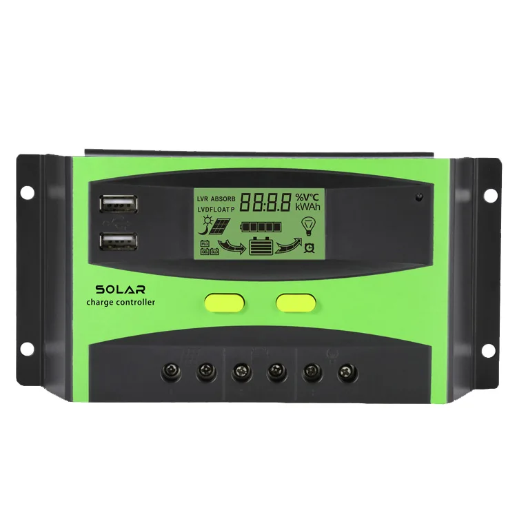 12V/24V/48V Auto 10A-60A MPPT/PWM 2 USB Intelligent Charge Controller Solar Household