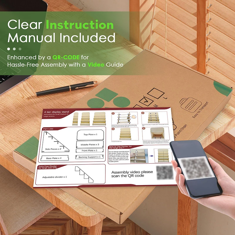 Greeting card display stand with three-layer wooden sticker display stand customizable storage rack