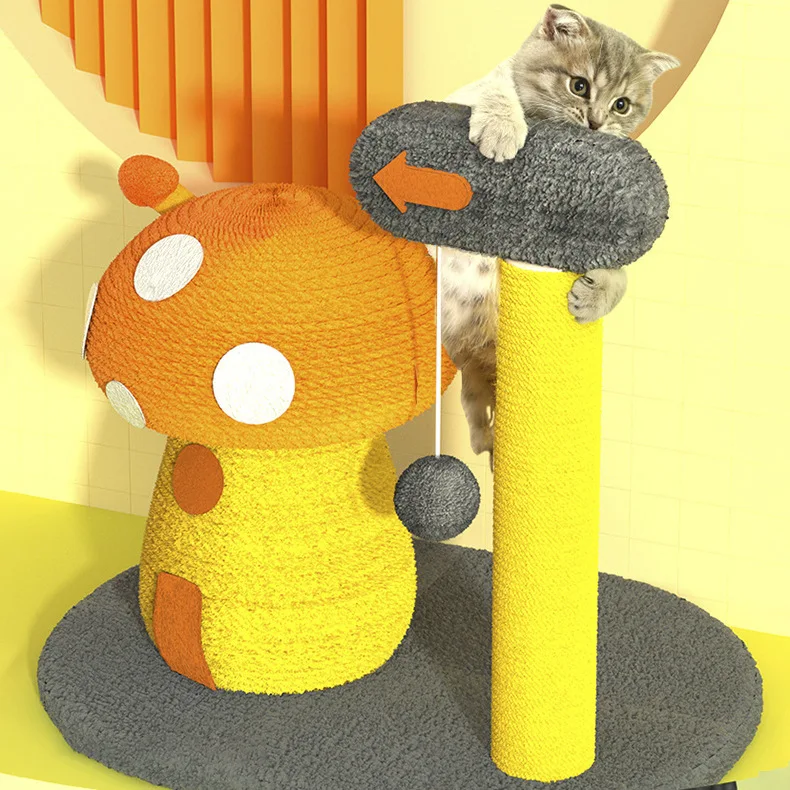 Manufacturers Selling Pet Toy Grinding Claw Cat Tree Large Cat Climbing Frame Cute Mushroom Shape Cat Scratching Post