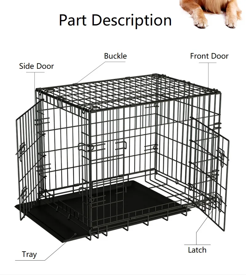 Hot Sale Dog Crate Double Door Foldable Durable Cage Large Size