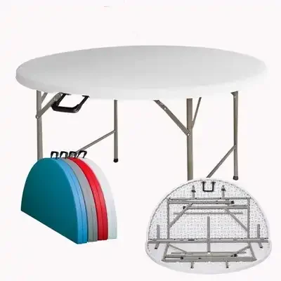 Wedding banquet furniture outdoor round 10 seater folding plastic table, heavy duty 72 inch plastic folding wedding round tables