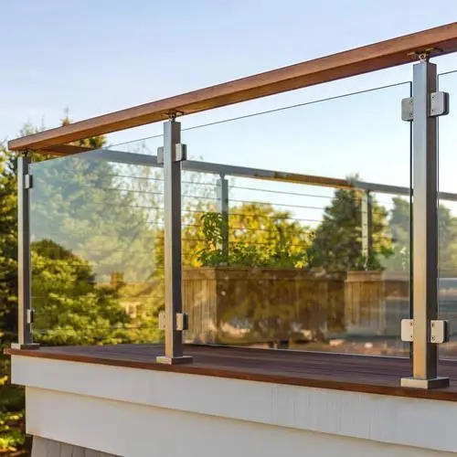 Staircase handrail stainless steel railing hotel terrace glass guardrail stainless steel post handrail wire rope guardrail