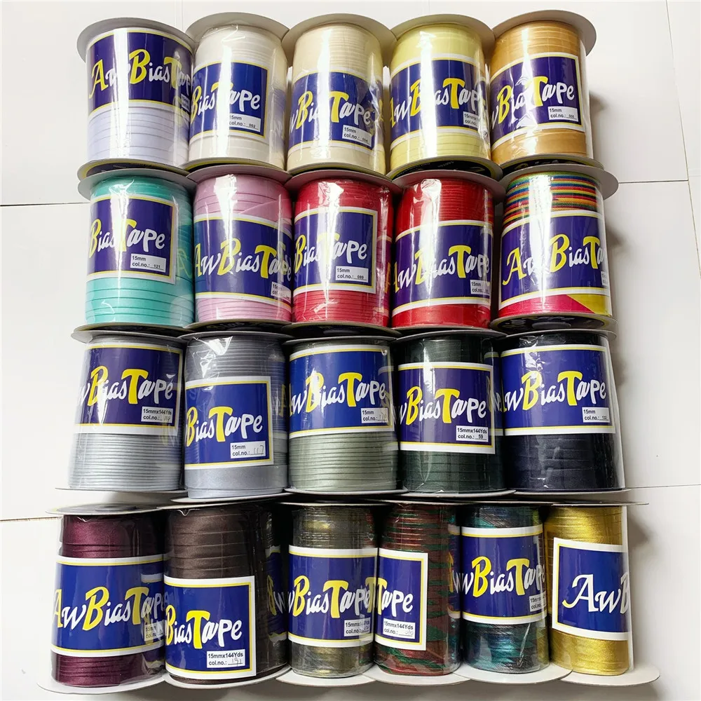 15mm 5/8 inch 100% Polyester Single Fold Satin Bias Binding Tape sewing thread polyester laces AW bias Trimming