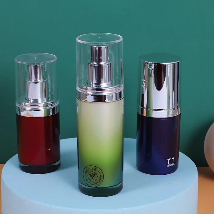 Wholesale Cosmetic Glass Skincare Containers Set Pump Purple  Bottle For Lotion Toner Serum And Face Cream