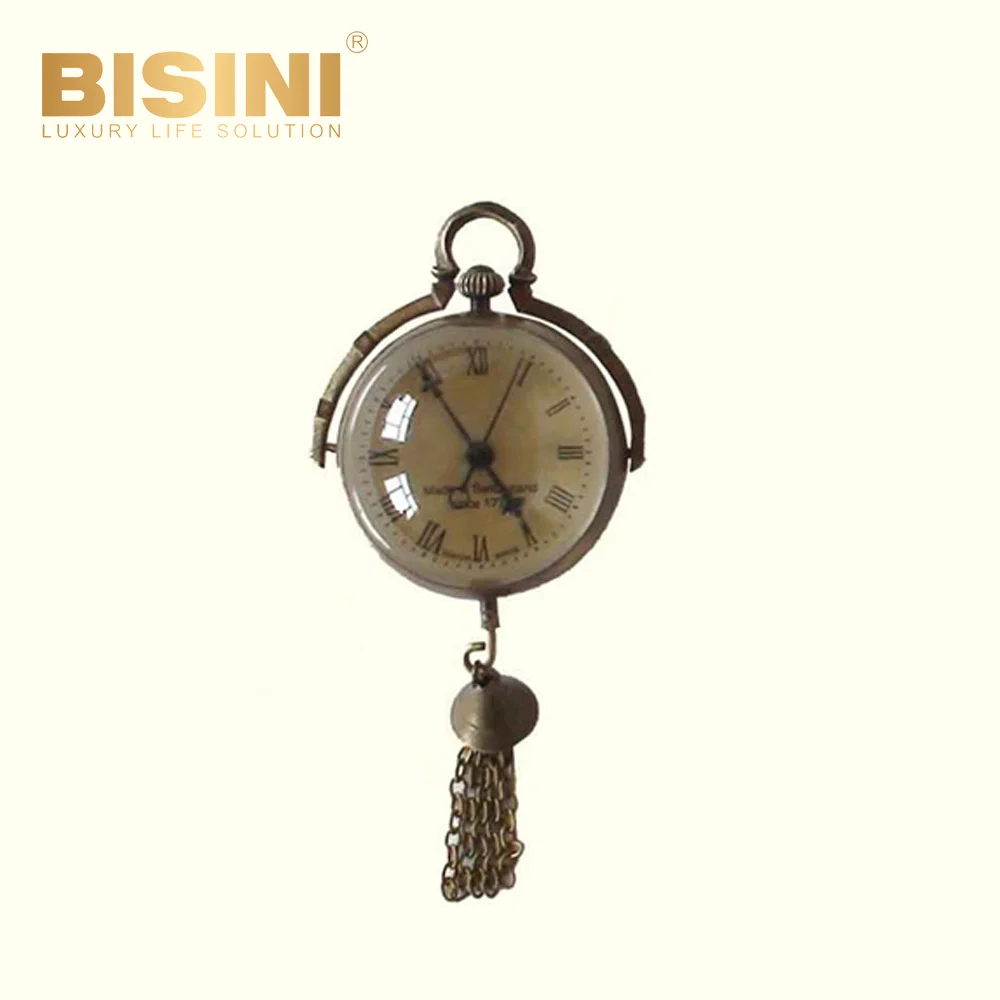 Quartz retro Vintage timepiece Creative desktop clock spherical shape watch with tassel lifting Pure copper mechanical clock