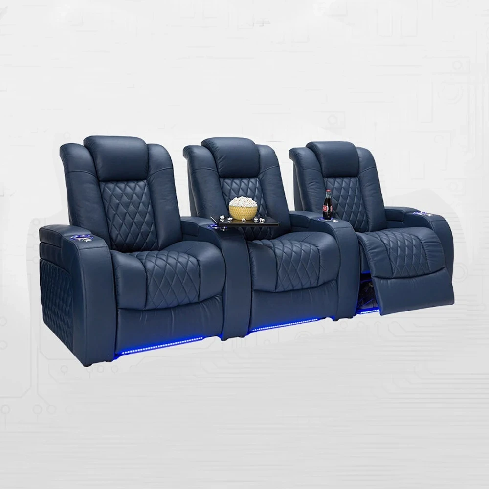 Customized Modern private recliner seats electric 3 seat sofa electric upholstered leather for cinema home theater Living Room