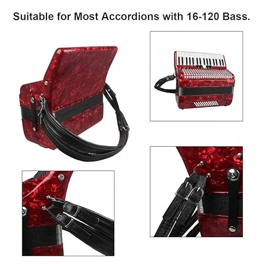 Musical instrument accessories durable comfortable adjustable cow hide belt leather accordion strap