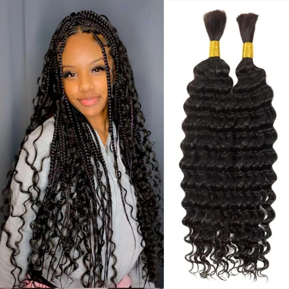 wholesale Bulk Deep Wave for Boho Curl Braids Synthetic Hair Extensions Bundle Boho Beach Wave Knotless Braids Burgundy