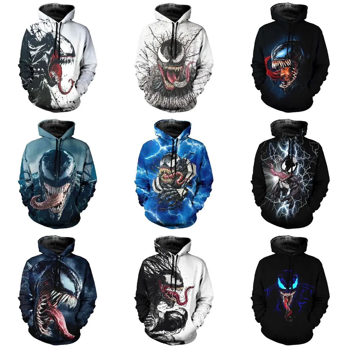 New 3D printing venom jacket ornaments dolls office car Custom printing venom Leisure sports hoodie ornaments