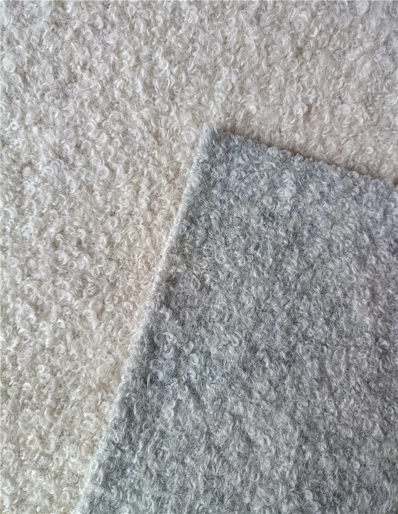 Heavy weight wool alpaca  boucle tweed woolen fabric