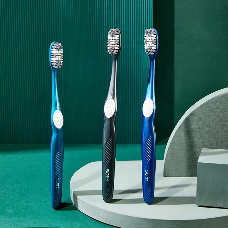 FROG Non-Slip Handle custom toothbrush dental wholesale plastic toothbrush