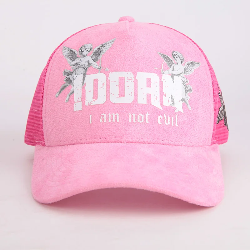 High Quality Wholesale 5 Panel angel Printed logo Men Women Sports cap Mesh Embroidery Custom Logo Trucker Hat