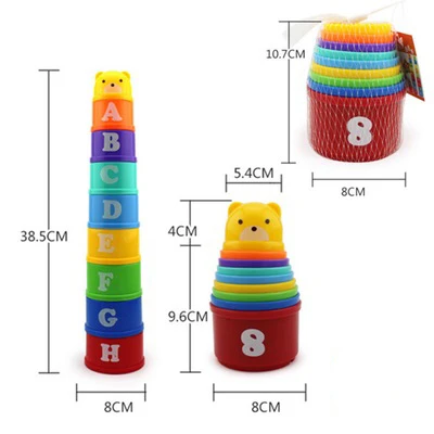 Educational Numbers Letters Folding Stack Cup Tower Baby Toys Jenpa toy building blocks toy for kids