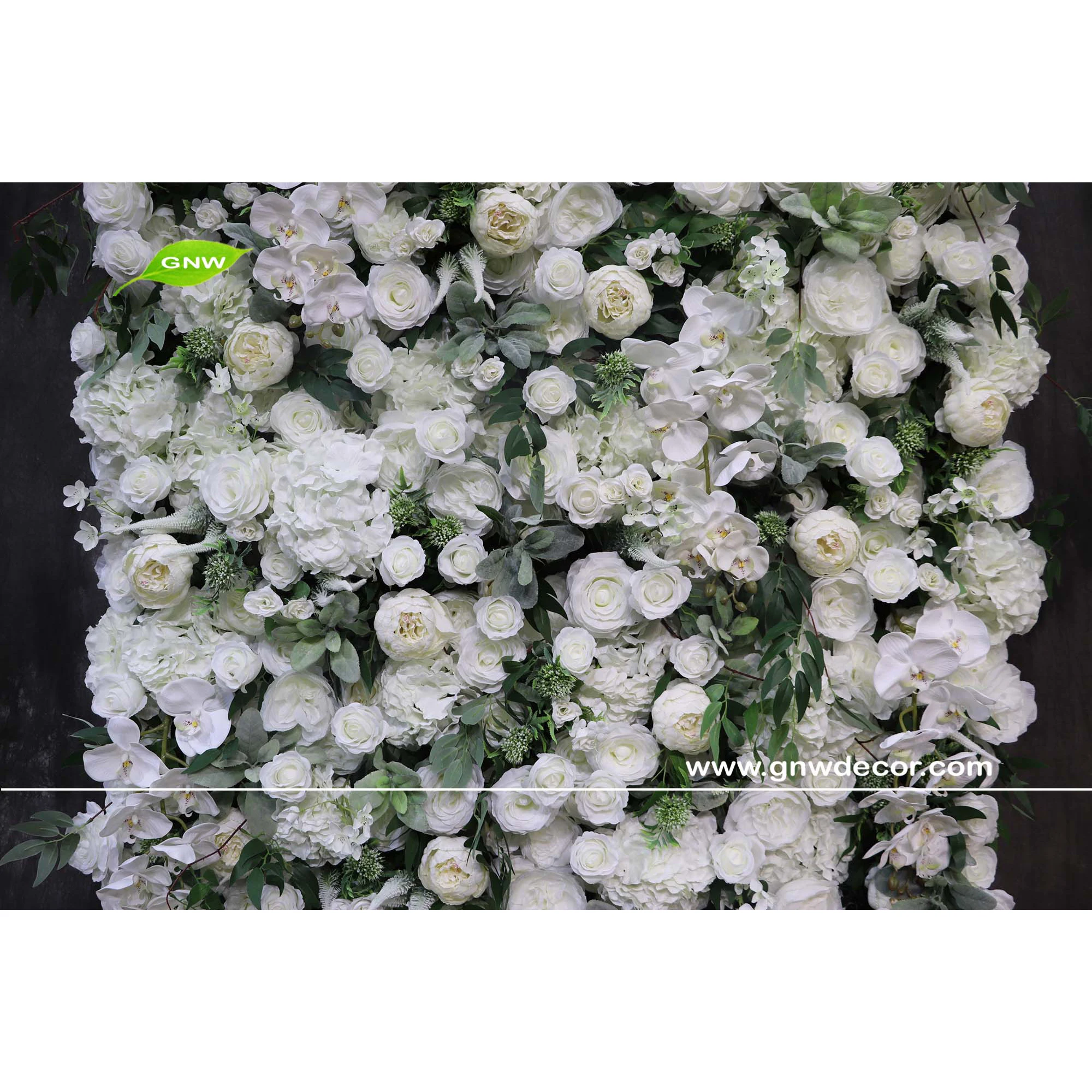 GNW New 3D effect cloth back flower wall beautiful ivory walls with orchids and leaves