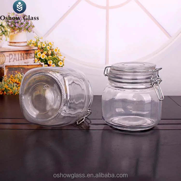 150ml 500ml 1000ml Round Glass Containers Kilner Airtight Glass Jar Set Clip Top Jars with Seal Buckle Cover