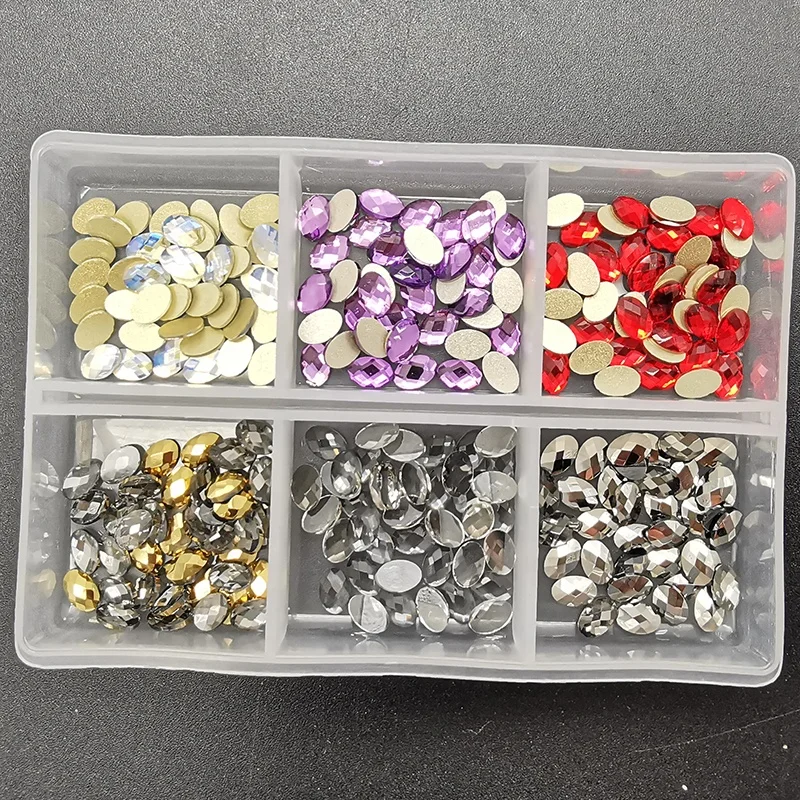 HZRcare Wholesale High Quality 1440 Nail Flatback K9 Multi Colors Mixed Different Shape Rhinestones in Packing Box