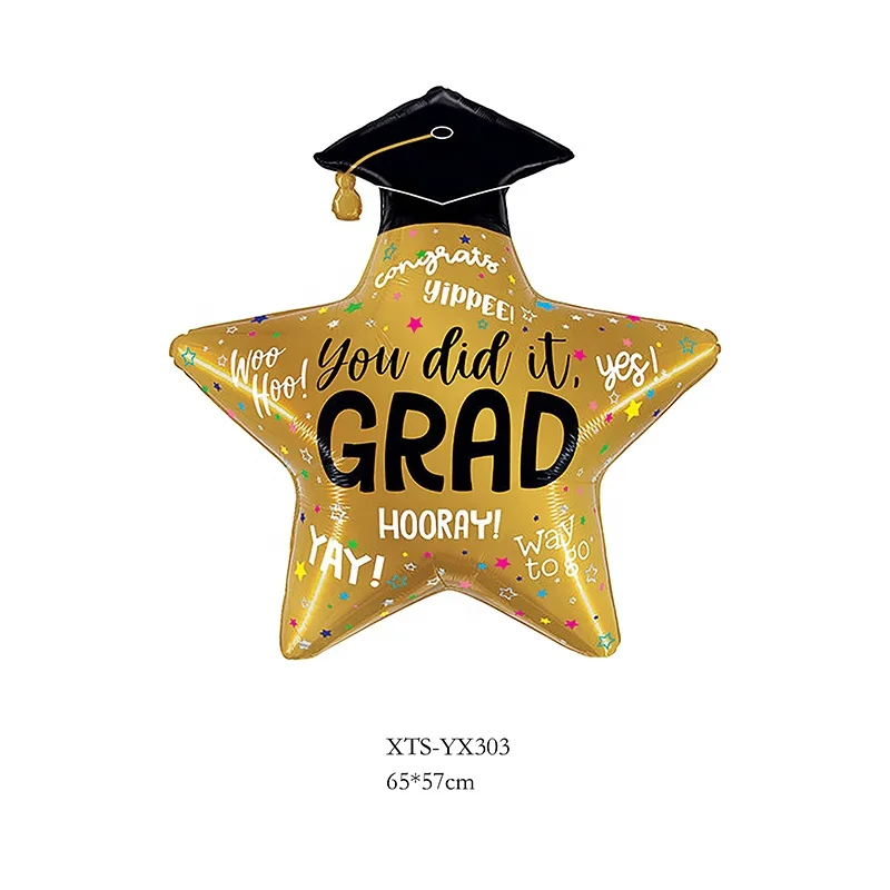 Wholesale 18 inch custom printing round star shaped graduation party decoration aluminum foil balloons