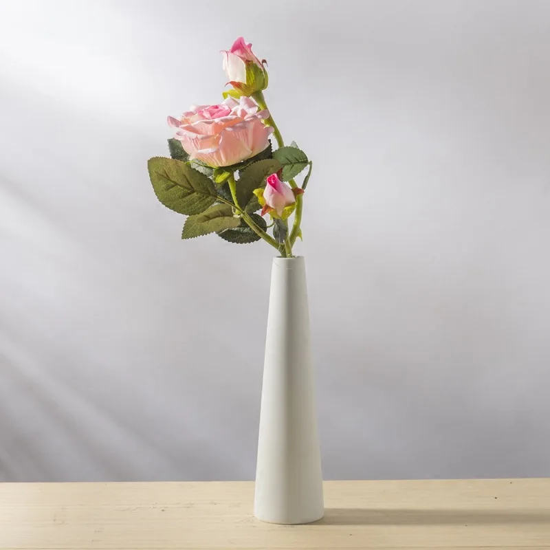 Small vase decoration living room flower arrangement with roses Simple ceramic table white art porcelain home