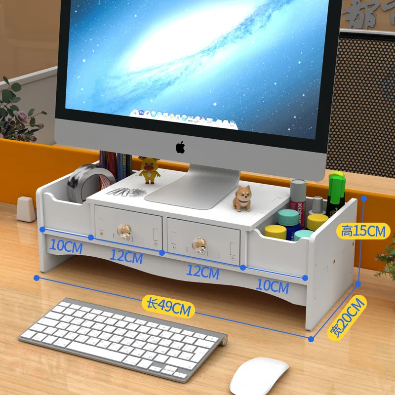 Multifunction Customized Logo White Plastic  Monitor Support Computer Booster Stand Storage Holders & Racks