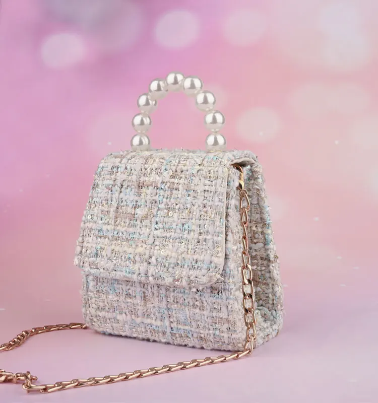 
Custom luxury clutch crystal party tweed coin purses for women 