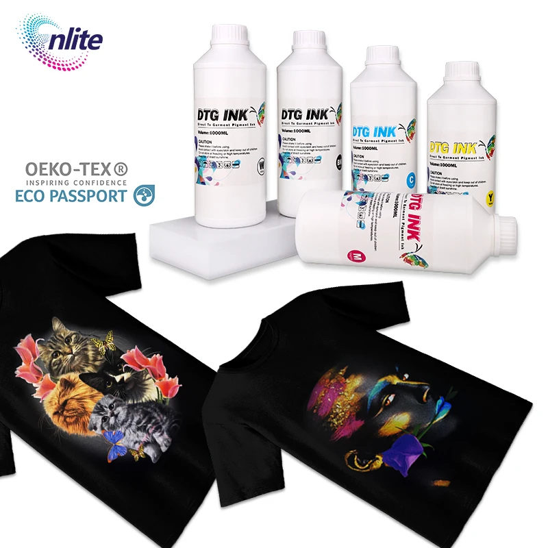 Enlite 1000ml Water Based Pigment Dtg Textile Ink Color For Epson L1800 Printer T-shirt Digital Printing