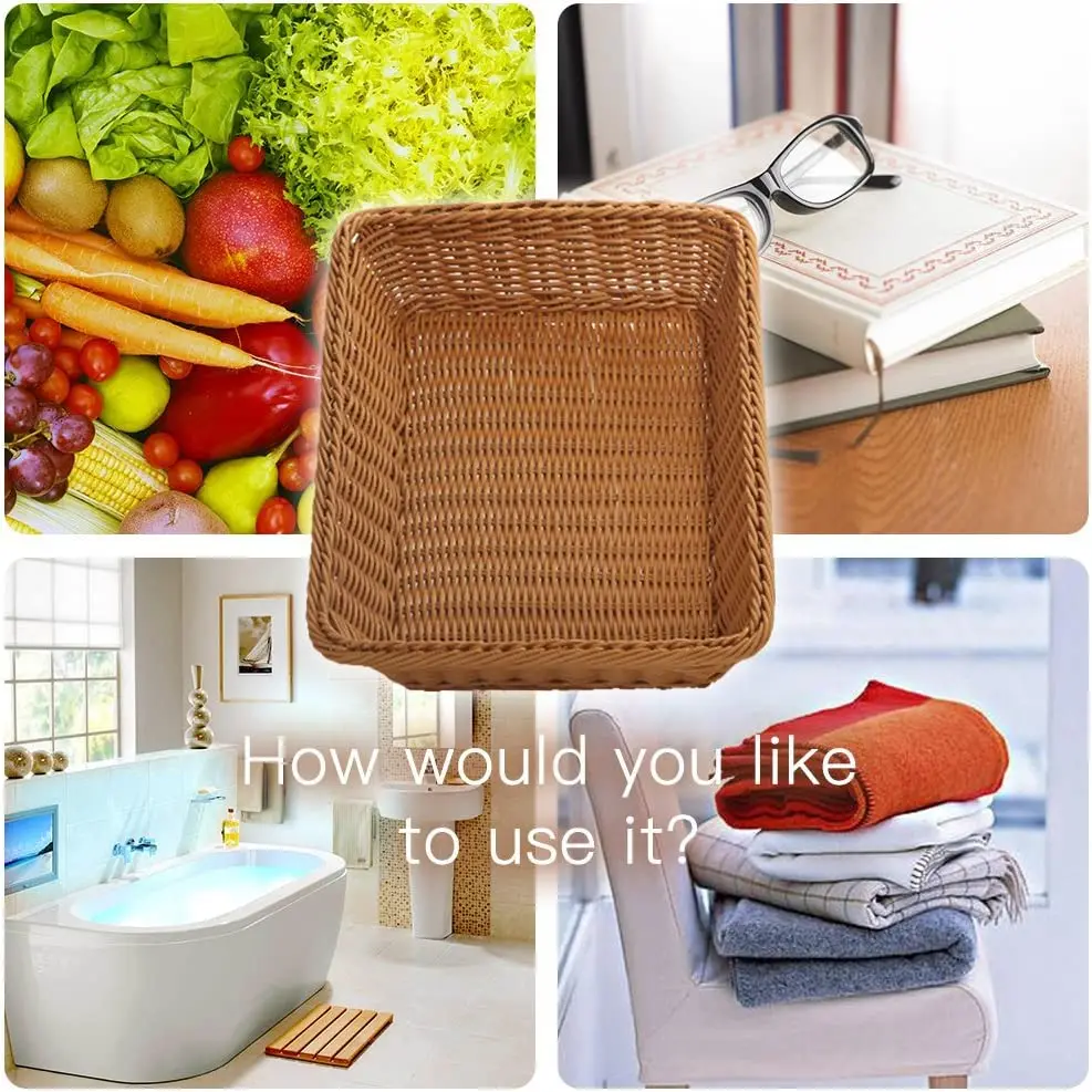 Handmade Eco-Friendly Outdoor Wicker Willow Wicker Storage Baskets Bread Tray PP Plastic Rattan Basket Serving Tray
