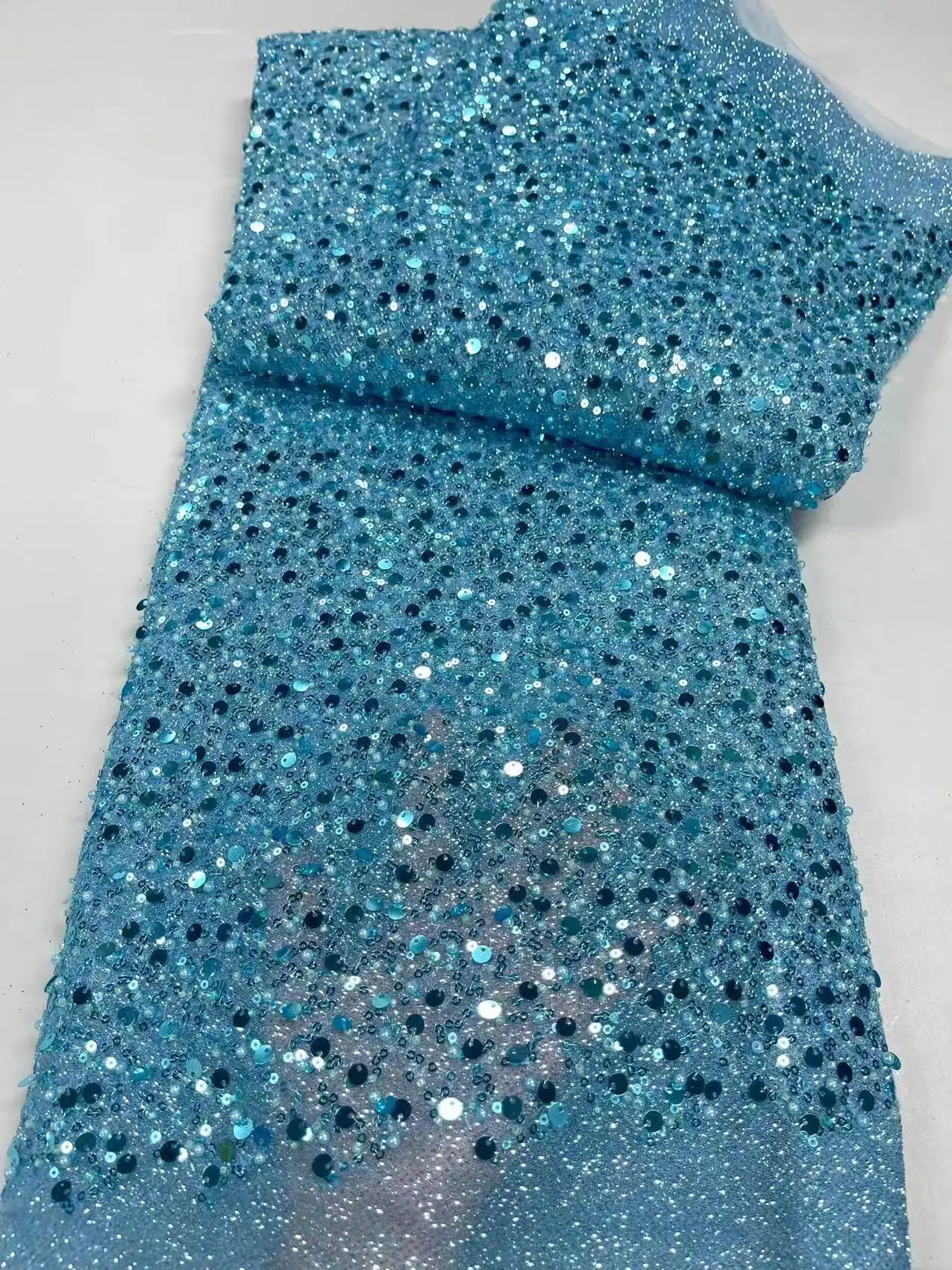 Colorful heavy Handmade embroidery beaded bridal lace fabric beaded lace fabric for wedding evening dress