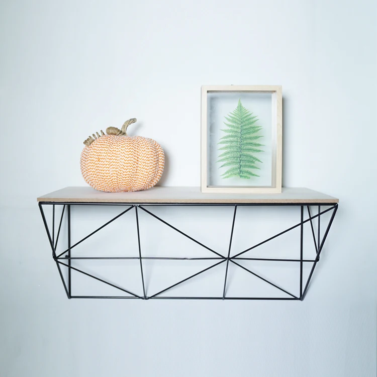 Multifunction Creative Iron Display Board Wood Metal Wall Shelf for Office