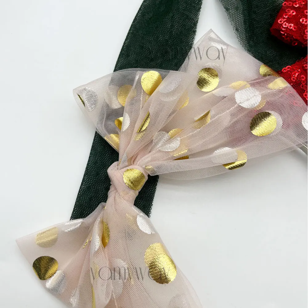 gold polka dots tulle hair bow headband read sequin hair bow green tulle for christmas