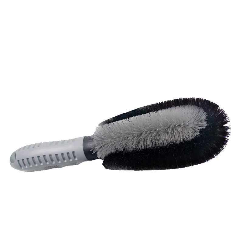 Wheel cleaning brush round head straight handle two-color tire brushing car washing tool