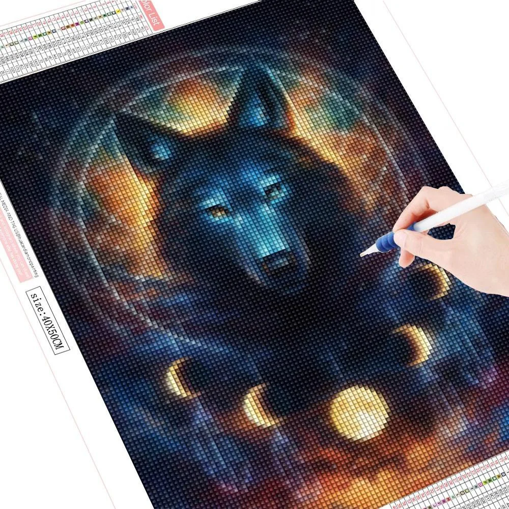 
FIYO DIY 5D Wolf Dream Catcher Diamond Painting Full Drill Kits Home and Kitchen Fashion Crystal Rhinestone Cross Stitch 