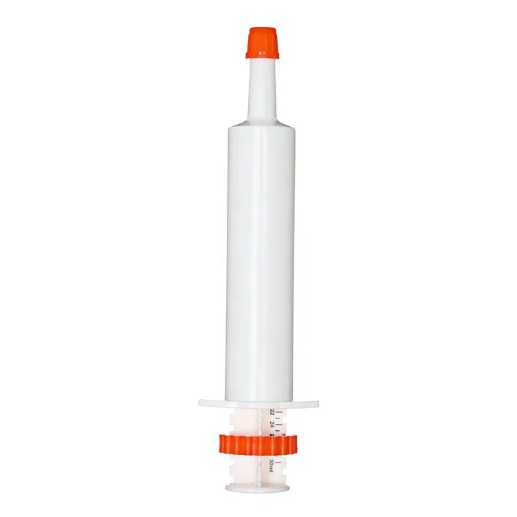 Plastic Medical Cow Uterus Perfusion Syringe and Veterinary Horse Paste Oral Syringes 30ml with Tip