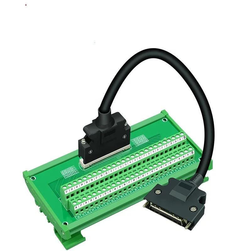 SCSI50P SCSI 50P MDR Female Breakout Board With Cable SCSI-50P Terminal Block Module Adapter Connector C45 DIN Rail Mounting