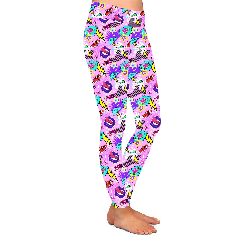 Hip hop funky print Women High yoga waist buttery soft 92% polyester 8% spandex leggings for women