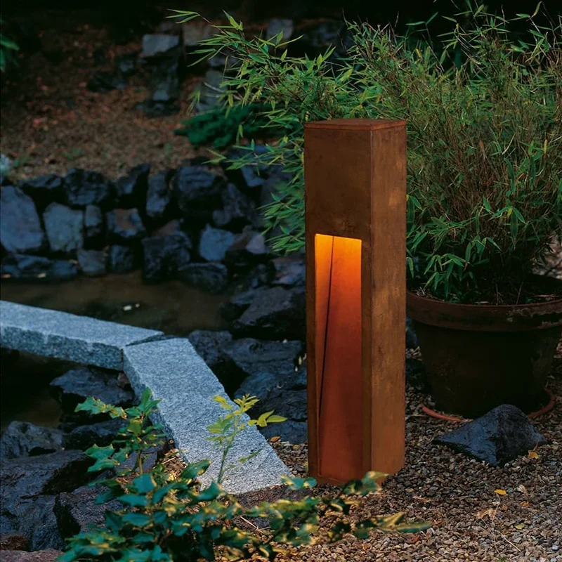 outdoor garden light box corten steel laser cut lights frame boxes