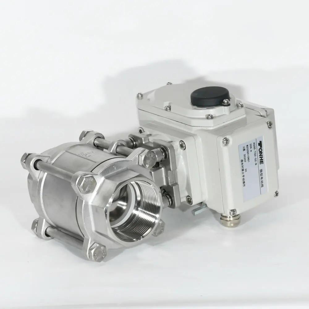 Tonheflow DN80 stainless steel 3 pieces 100NM 24V DC electric actuator Motorized Ball Valve