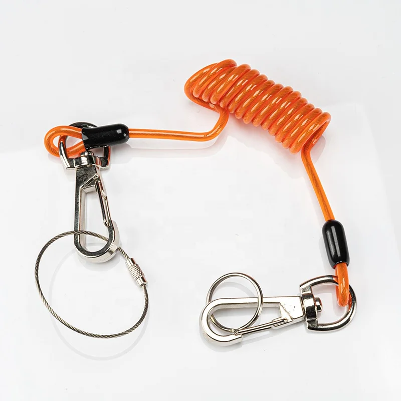 Factory Supply Various Size Coiled High Elastic Inner Steel Cable Safety Cable Support Tool Lanyard Lanyard Safety Rope