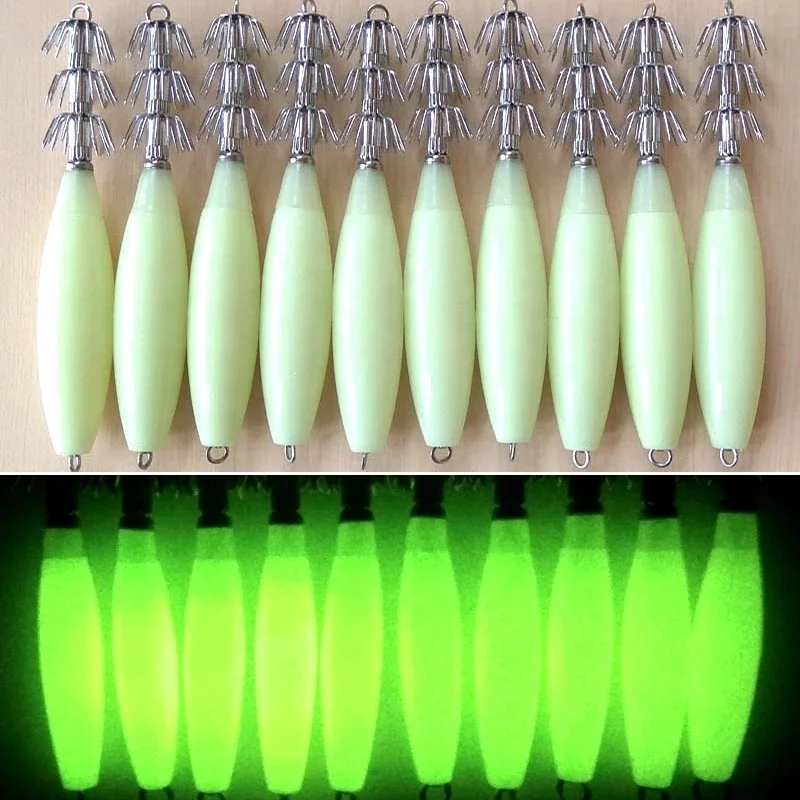 Fishing Tackle Luminous 17g/33g/45g/55g/65g/72g Octopus jig Glow in Dark Squid Jigs Hard fishing lure fishing hook