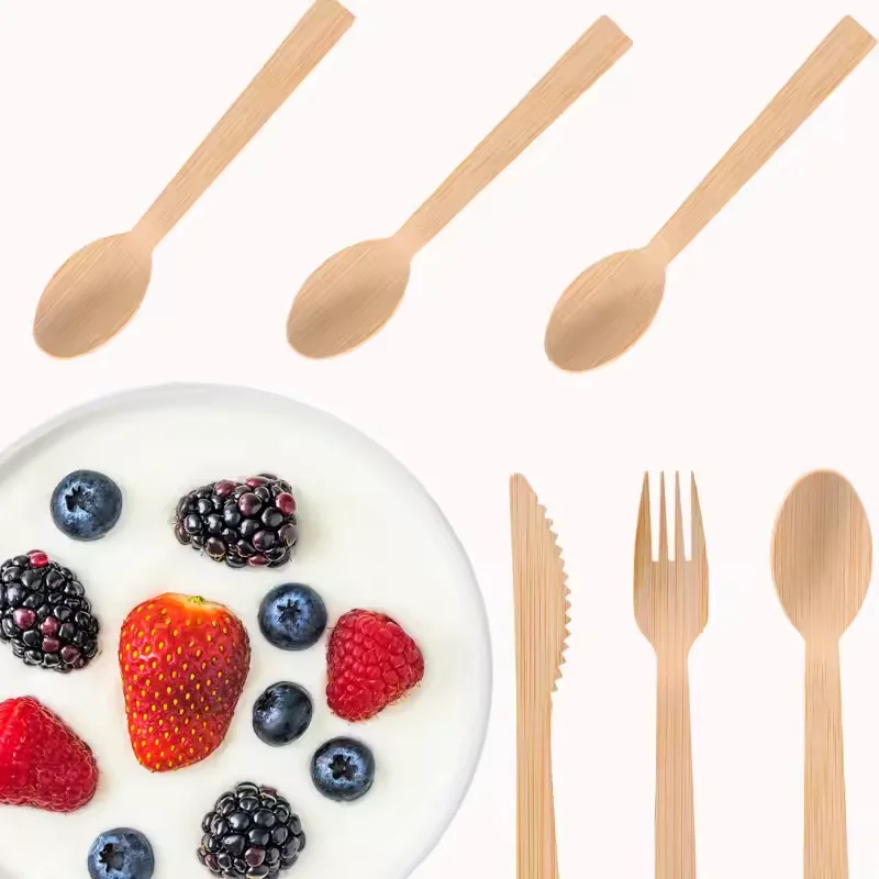 Disposable single use natural bamboo cutlery sets knife fork fast delivery bamboo cutlery No reviews yet 2 orders