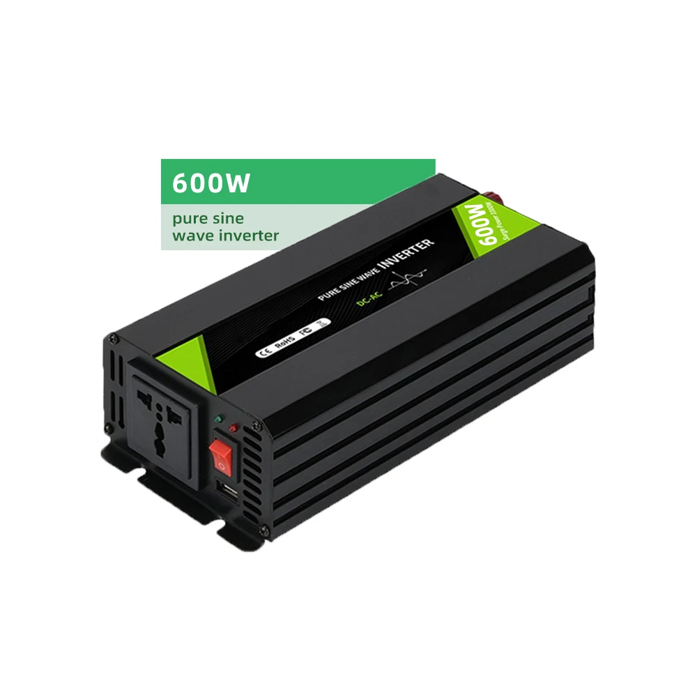 AE 600W Pure Sine Wave Inverters Converters 12V 24V 48V to 110V 220V Car DC to AC Smart Off-Grid Hybrid Solar Power Inverter